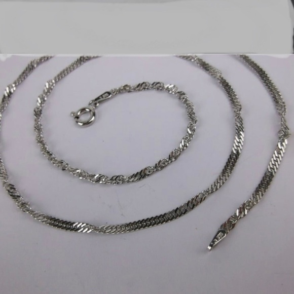 New Sterling Silver Italian Helix Chain Necklace 18" - Picture 2 of 2